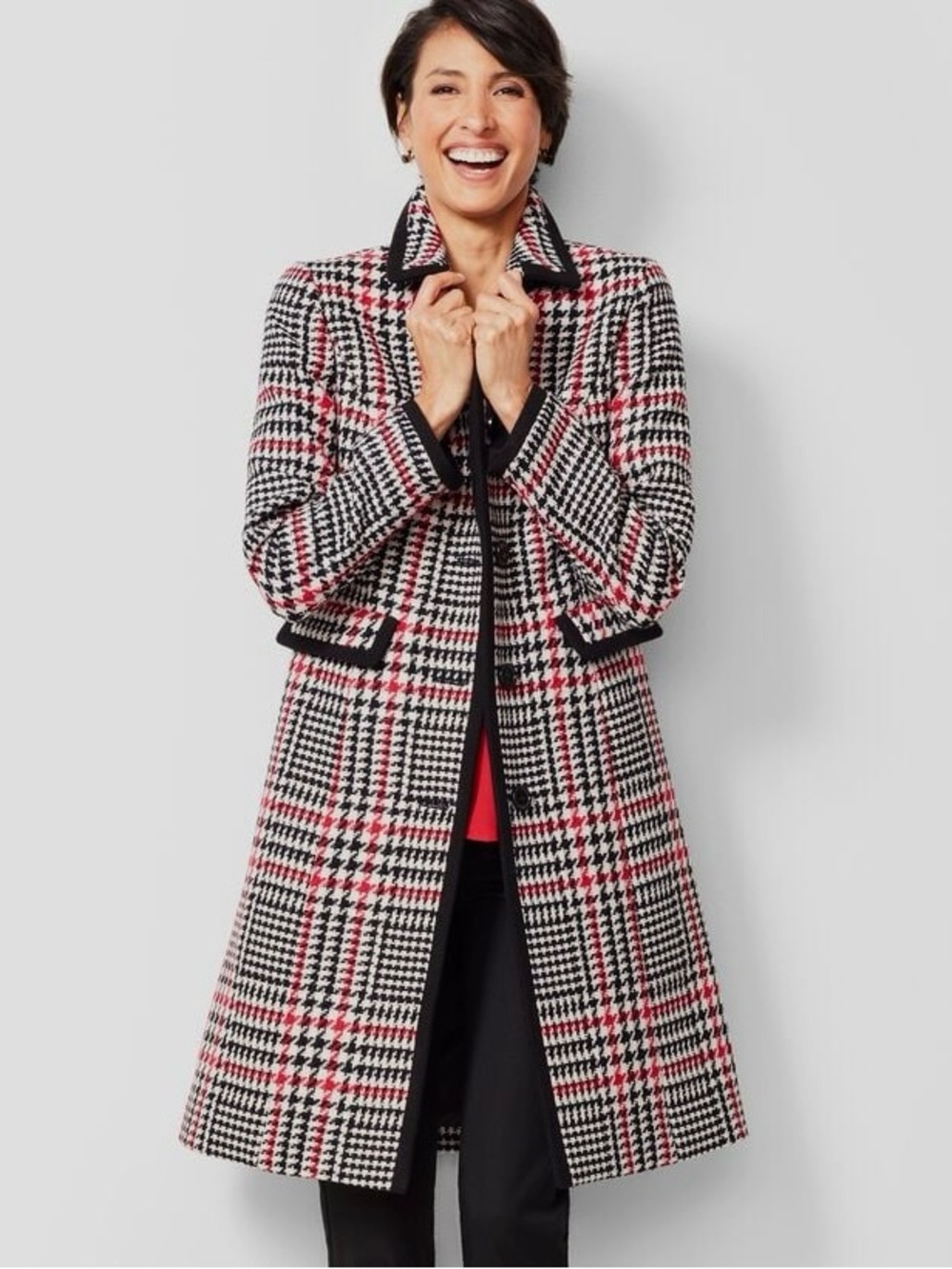 $495 Talbots Wool Herringbone Contrasted Woven Coat Size 4 Women’s